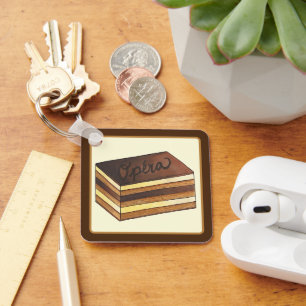 Opéra Cake French Pastry Patisserie Dessert Food Key Ring