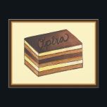 Opéra Cake French Pastry Patisserie Dessert Food Postcard<br><div class="desc">Design features an original food themed marker illustration of a slice of opera cake. This classic pastry is a staple at pâtisseries in France as well is in French bakeries worldwide; it is also a popular dessert at afternoon tea parties. Opera cake traditionally consists of layers of almond sponge cake,...</div>