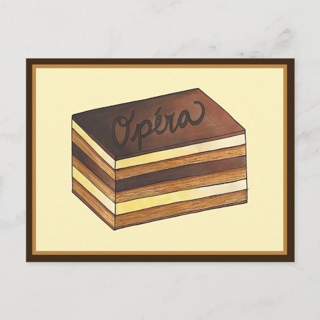 Opéra Cake French Pastry Patisserie Dessert Food Postcard (Front)