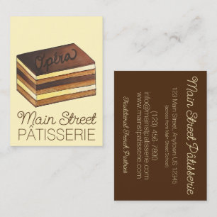 Opera Cake Pastry French Patisserie Bakery Chef Business Card