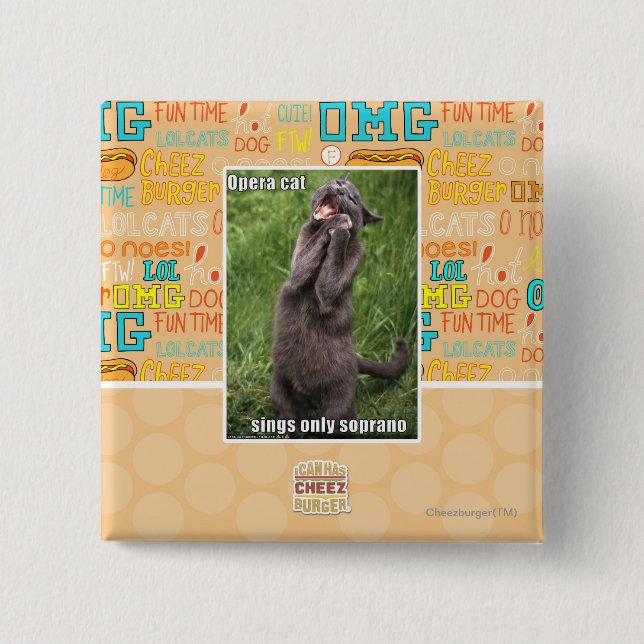 Opera Cat 15 Cm Square Badge (Front)