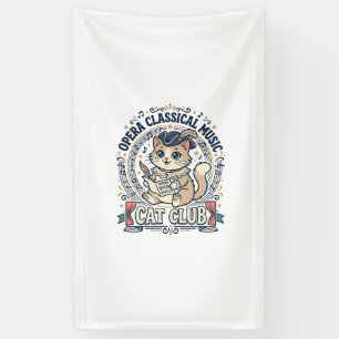 Opera Classical Music Cat Cute Cat T-Shirt Design  Banner