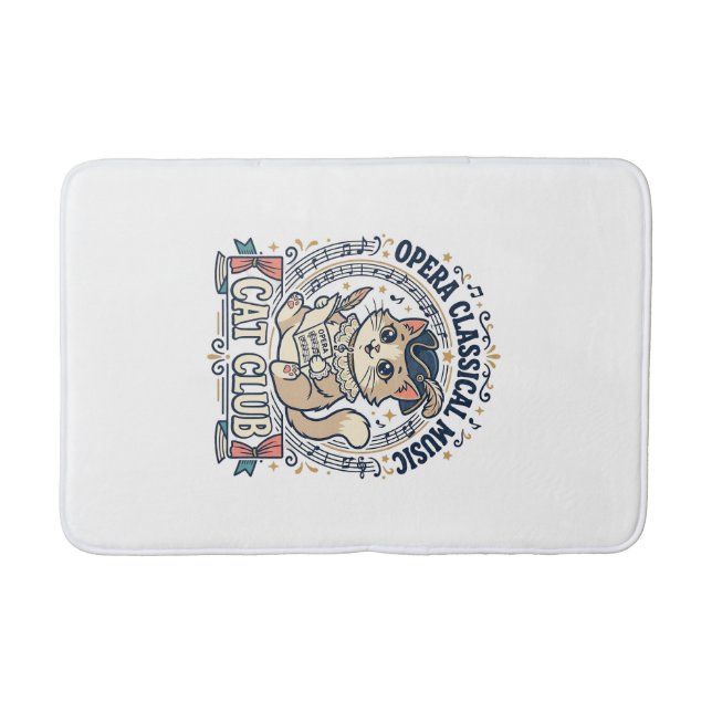 Opera Classical Music Cat Cute Cat T-Shirt Design  Bath Mat (Front)