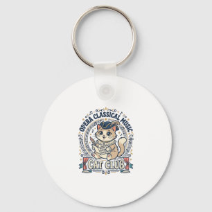 Opera Classical Music Cat Cute Cat T-Shirt Design Key Ring