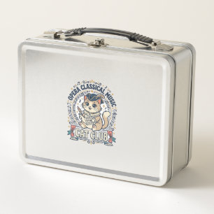 Opera Classical Music Cat Cute Cat T-Shirt Design Metal Lunch Box