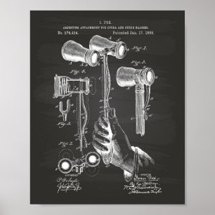 Opera Glasses 1888 Patent Art Chalkboard Poster