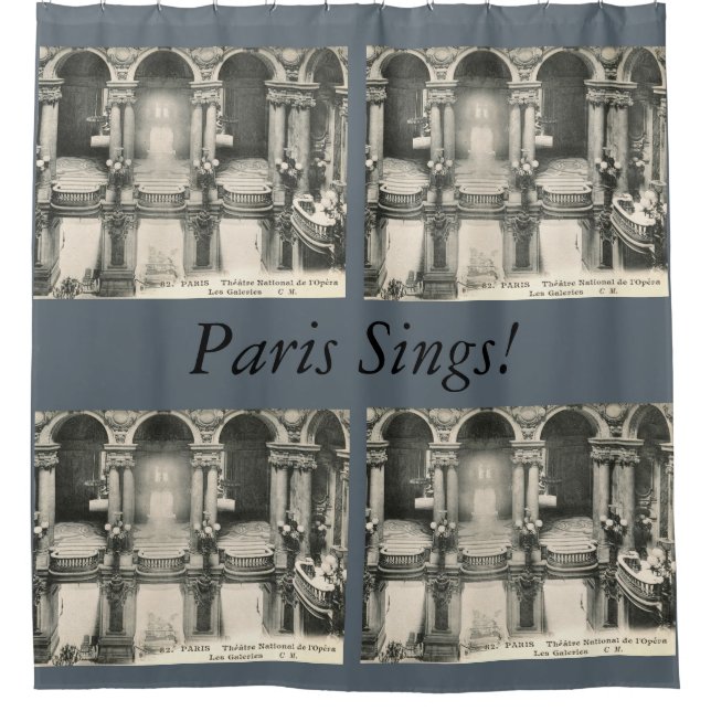 Opera House, Paris, France Vintage Shower Curtain (Front)
