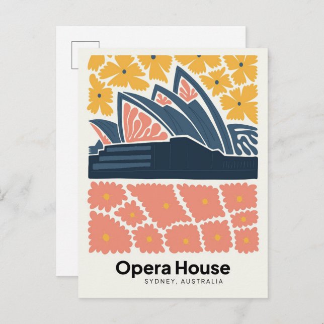Opera House Sydney Australia travel floral Art Postcard (Front/Back)