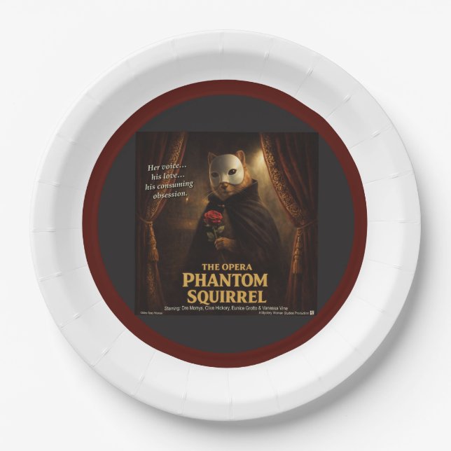 Opera Phantom Squirrel Parody Paper Plate (Front)