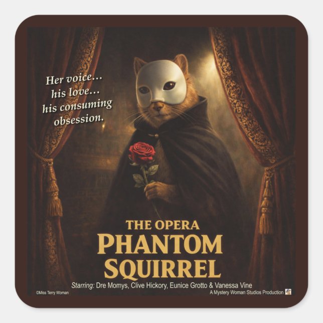 Opera Phantom Squirrel Parody Square Sticker (Front)