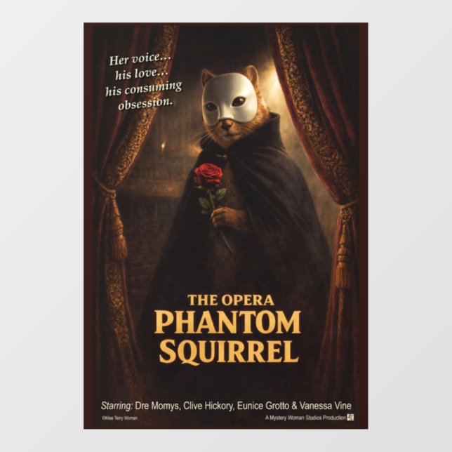 Opera Phantom Squirrel Parody Window Cling (Sheet)