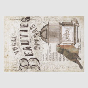 Opera Song Music Robin Bird Birdcage Decoupage     Tissue Paper