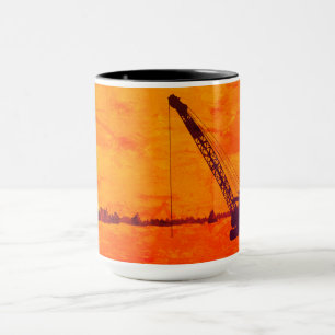 OPERATING ENGINEER CRANE OPERATOR ICE FISHING ART MUG