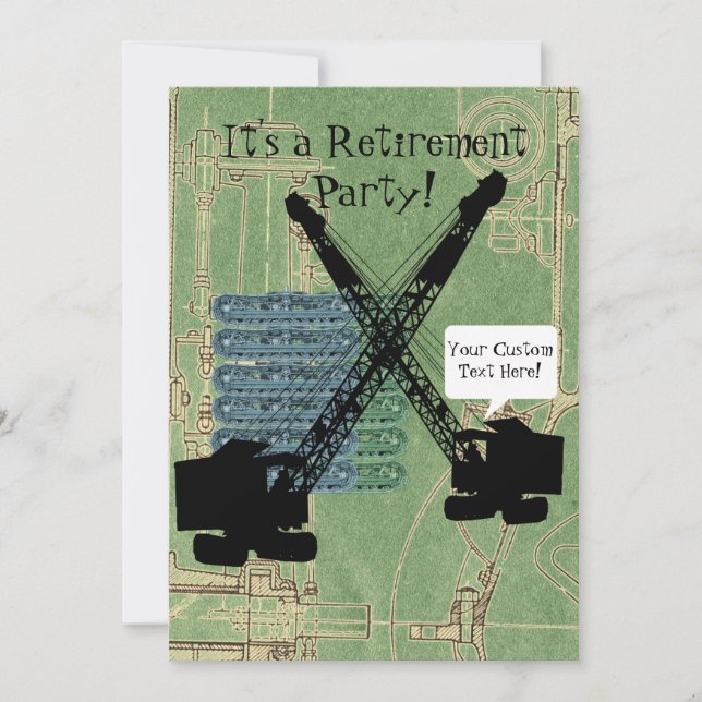 Operating Engineer Crane Operator Retirement Party Invitation (Front)