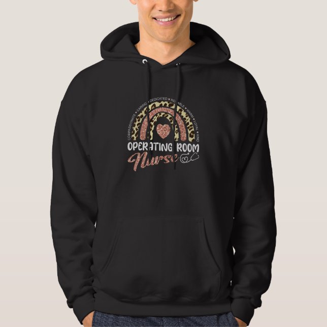 Operating Room Nurse Week Leopard Rainbow OR Nursi Hoodie (Front)