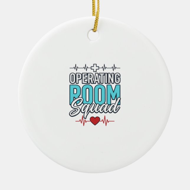 Operating Room Squad Surgical Team Shirt Design_1 Ceramic Tree Decoration (Front)