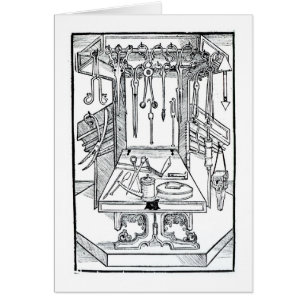 Operating table and surgical instruments, from 'Da