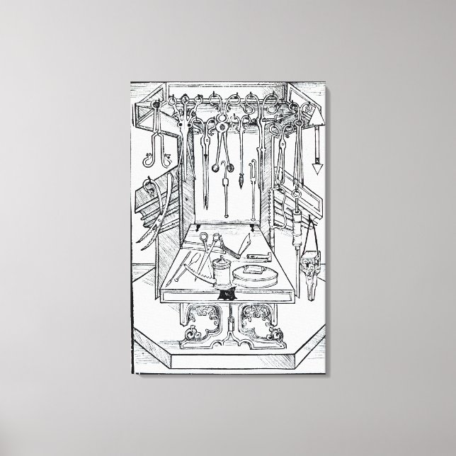 Operating table and surgical instruments, from 'Da Canvas Print (Front)