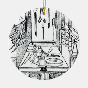 Operating table and surgical instruments, from 'Da Ceramic Tree Decoration
