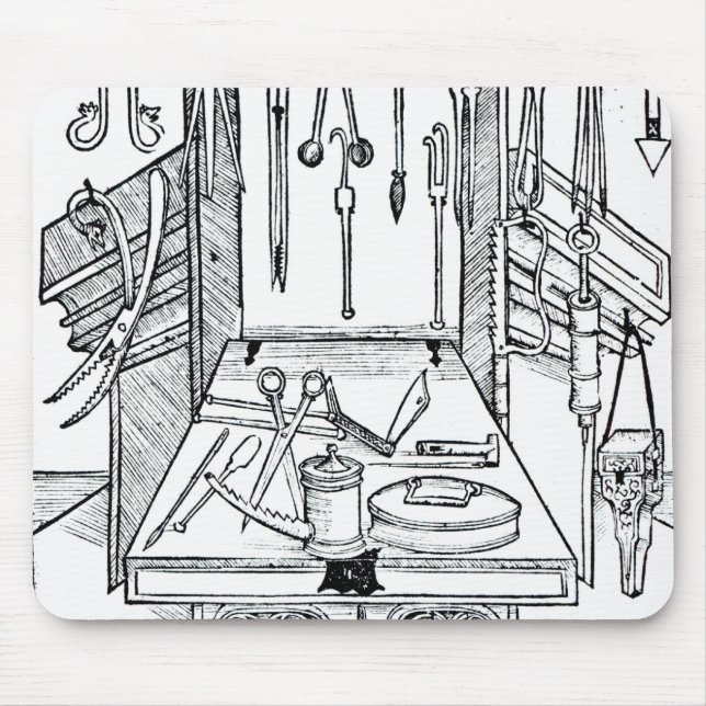 Operating table and surgical instruments, from 'Da Mouse Mat (Front)