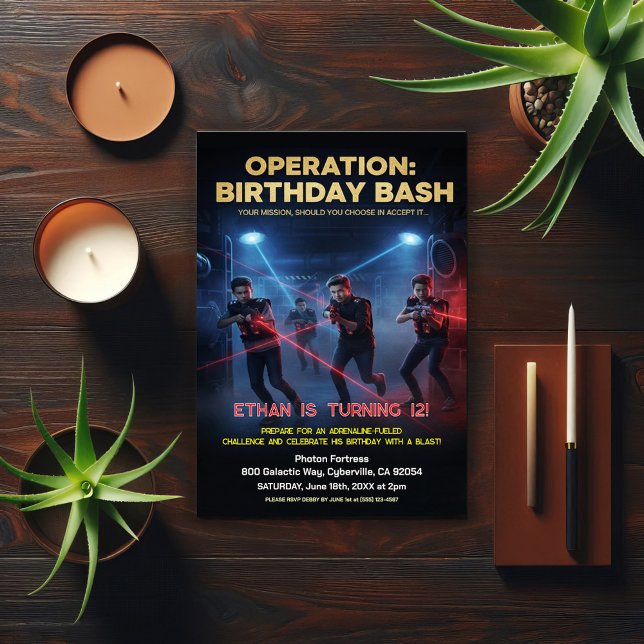 Operation Birthday Bash Laser Tag Invitation (Creator Uploaded)