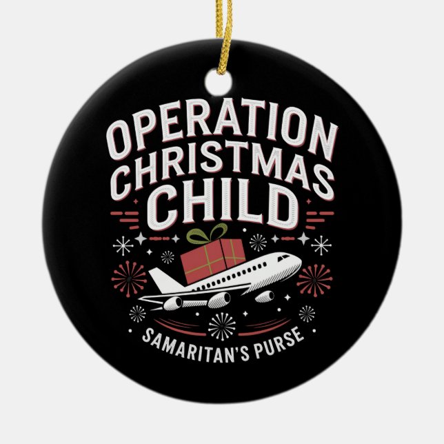 Operation Christmas Child Funny Family Matching  Ceramic Tree Decoration (Front)