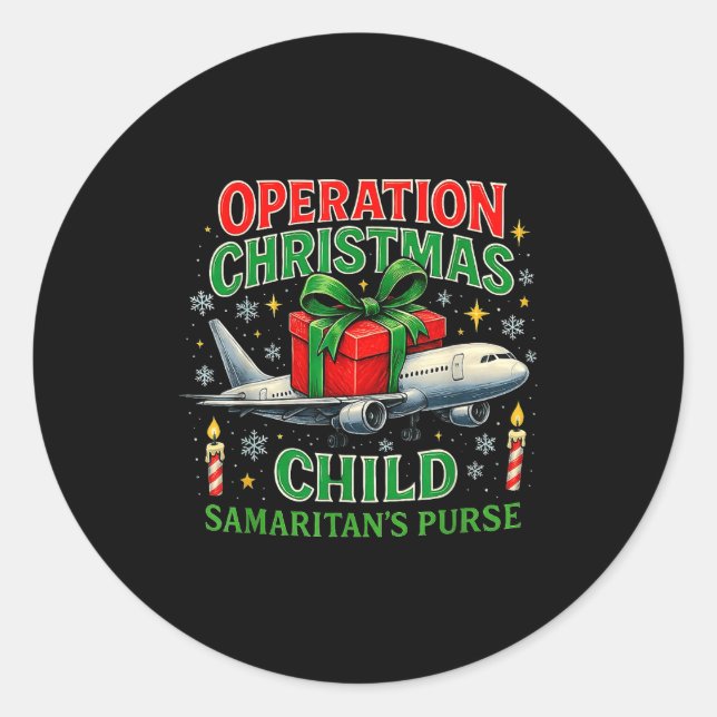 Operation Christmas Child Samaritan’s Purse Design Classic Round Sticker (Front)