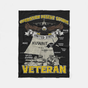 Operation Desert Storm Ods Veteran Iraq Vintage Gi Fleece Blanket