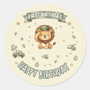 Operation First Birthday Military Lion Sticker