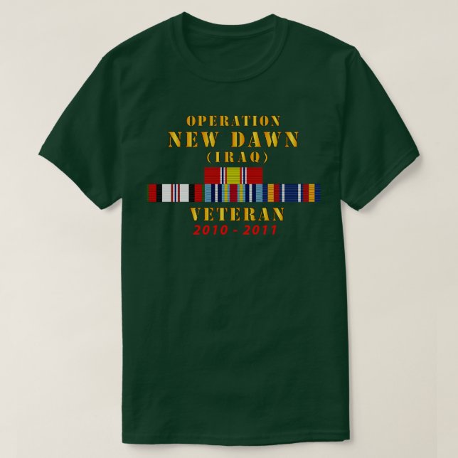 Operation New Dawn Service Ribbon Bar w GWT Iraq 2 T-Shirt (Design Front)