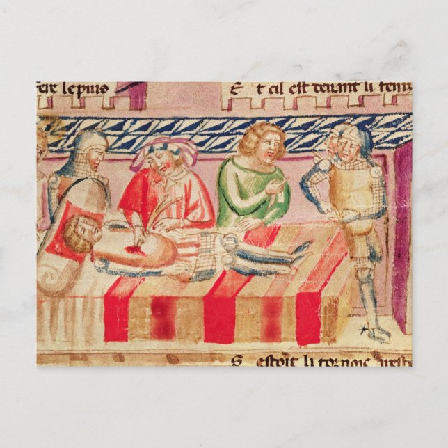 Operation on a wounded soldier postcard (Front)