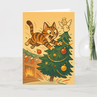 Operation: Tree Topple (Cat Edition) Holiday Card