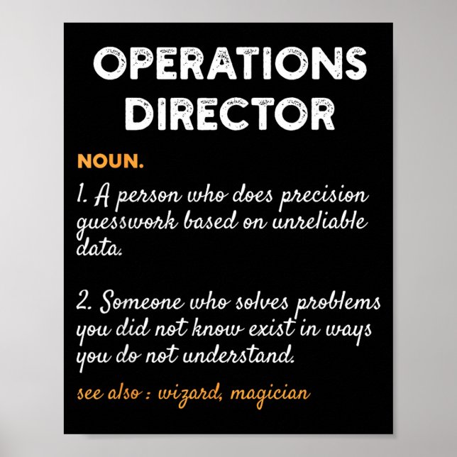 Operations Director Profession Funny Dictionary De Poster (Front)