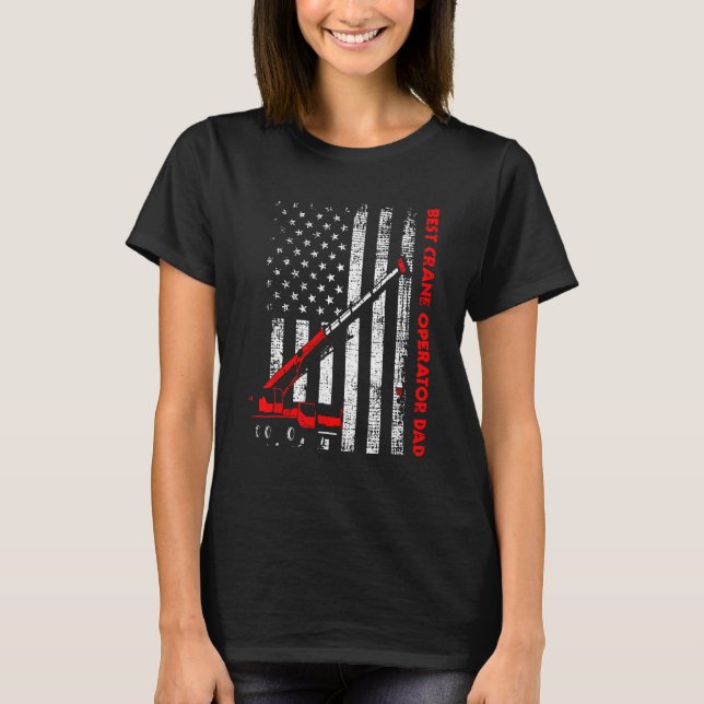 Operator Dad Construction Heavy Machinery USA Flag T-Shirt (Front)