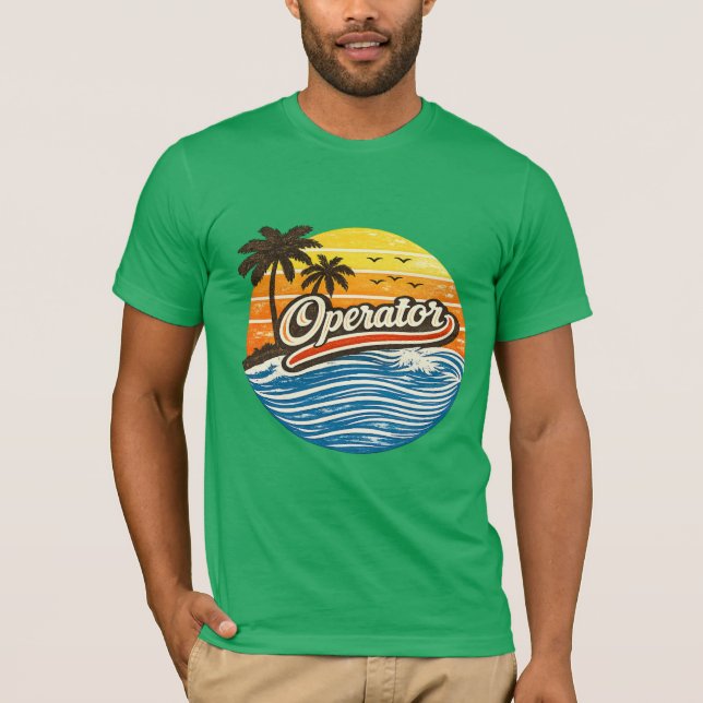 Operator Retro Sunset Design T-Shirt (Front)