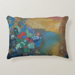 Ophelia Among the Flowers by Odilon Redon Decorative Cushion