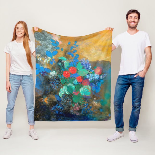 Ophelia among the Flowers, Redon Fleece Blanket (In Situ)