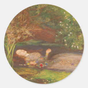 Ophelia by Millais, Vintage Victorian Fine Art Classic Round Sticker