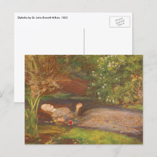 Ophelia by Millais, Vintage Victorian Fine Art Postcard
