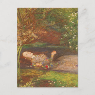 Ophelia by Millais, Vintage Victorian Fine Art Postcard