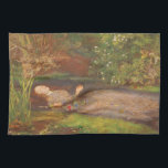 Ophelia by Millais, Vintage Victorian Fine Art Tea Towel<br><div class="desc">Ophelia (1852) by Sir John Everett Millais is a vintage Victorian Pre-Raphaelite fine art portrait painting. Ophelia is a character from Shakespeare's play Hamlet. She is singing before she drowns in a river in Denmark. Here she is dead in the water with rose flowers. About the artist: Sir John Everett...</div>
