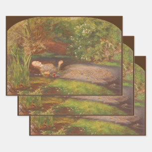Ophelia by Millais, Vintage Victorian Fine Art Wrapping Paper Sheet