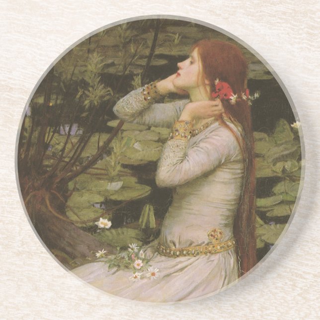Ophelia by the Pond by John William Waterhouse Coaster (Front)