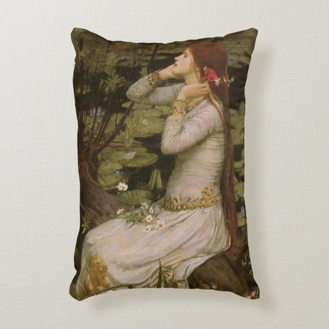 Ophelia by the Pond by John William Waterhouse Decorative Cushion (Front(Vertical))