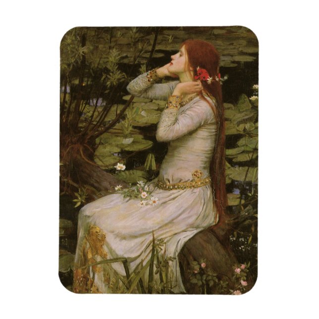Ophelia by the Pond by John William Waterhouse Magnet (Vertical)