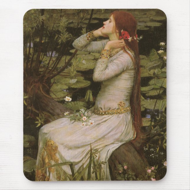 Ophelia by the Pond by John William Waterhouse Mouse Mat (Front)