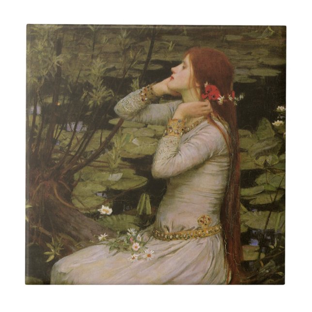 Ophelia by the Pond by John William Waterhouse Tile (Front)