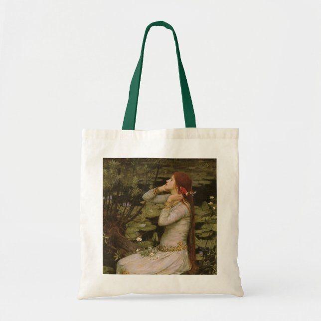 Ophelia by the Pond by John William Waterhouse Tote Bag (Front)