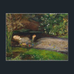 Ophelia, c. 1852 by Sir John Everett Millais Postcard<br><div class="desc">Ophelia,  c. 1852 by British artist Sir John Everett Millais. The painting depicts Ophelia,  a tragic character from William Shakespeare's play 'Hamlet',  singing before she drowns in a river.</div>