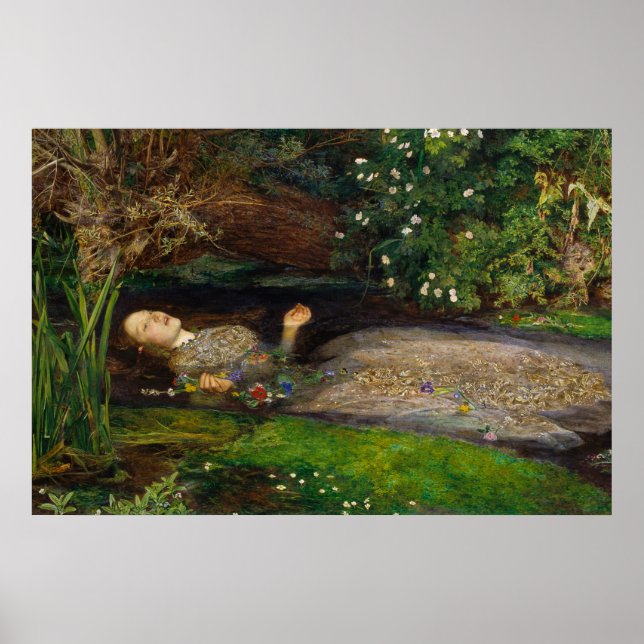 Ophelia, c. 1852 by Sir John Everett Millais Poster (Front)